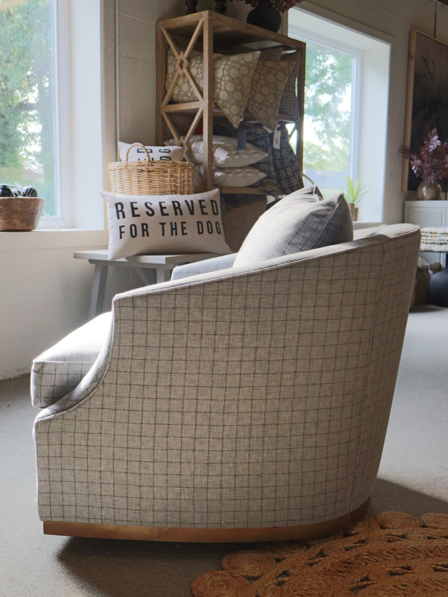 P801-016-RA102-04 Slate Plaid Emmerson Swivel Chair