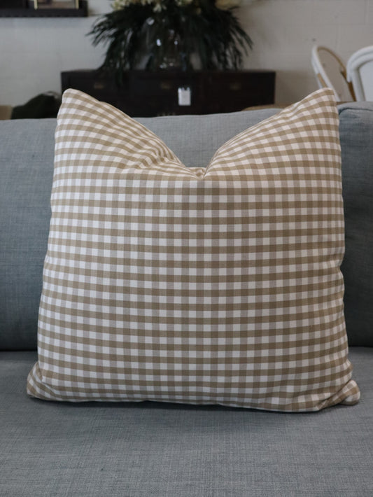 RS - 20" Light Brown Plaid Pillow