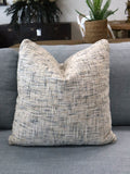 RS - 20" Neutral Cream & Blue Textured Pillow