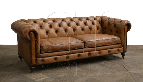 NEWPORT CHESTERFIELD SOFA IN ANTIQUE BUFFALO LEATHER