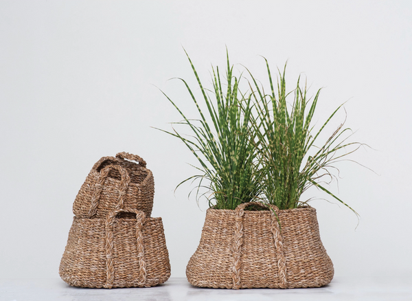 Woven Seagrass Baskets with Handles