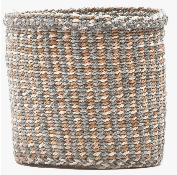 Grey, Natural & White Twist Woven Storage Basket