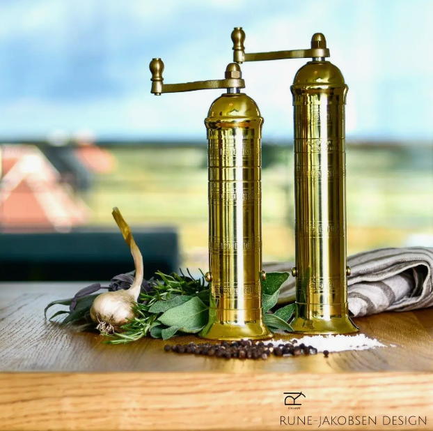 'Brass Mill' - 8" salt & 9" pepper grinders