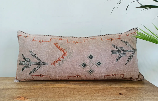 Embroidered Moroccan Lumbar Pillow