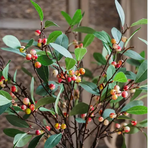 Snow Berry Leaf Stem 28" Tall